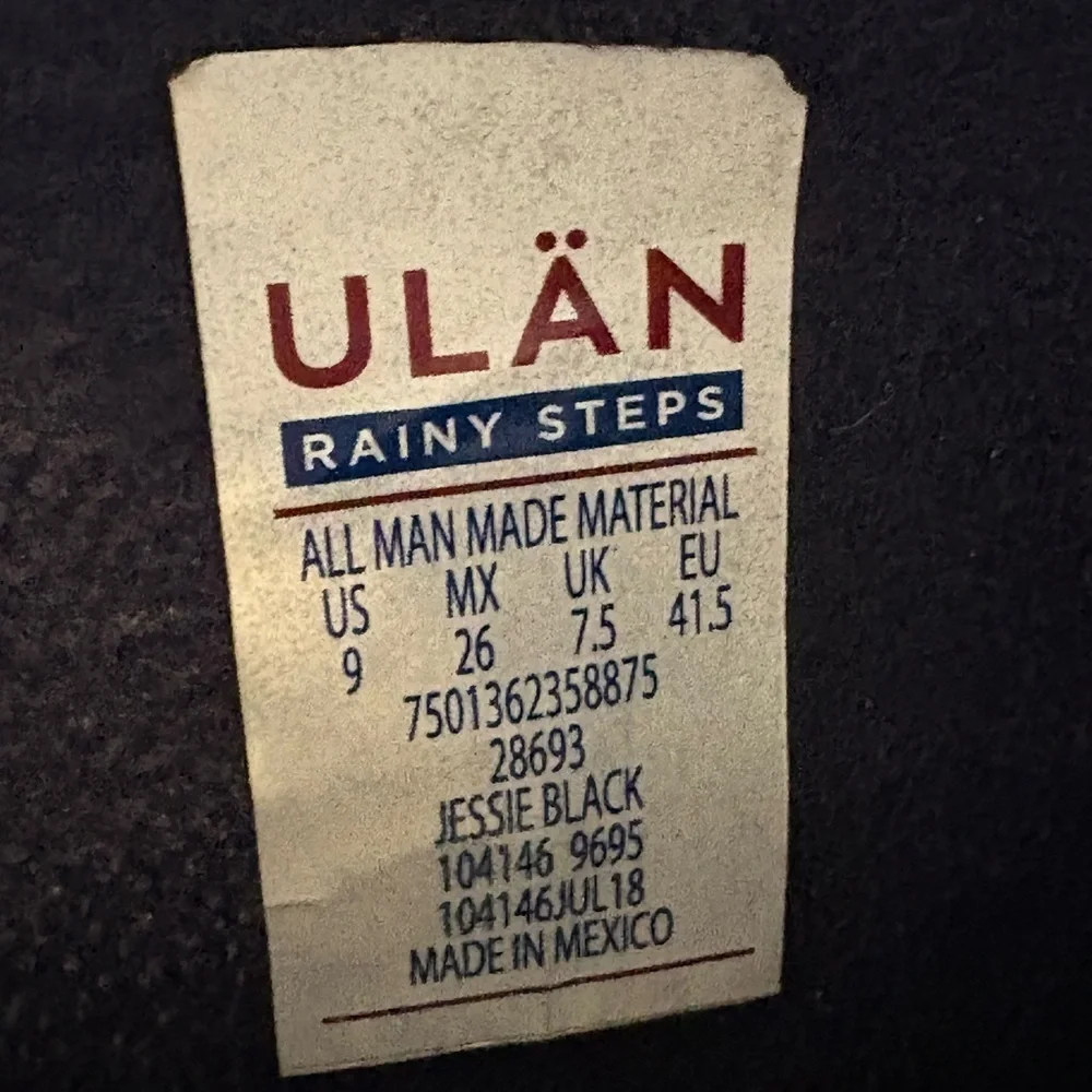 Ulan Rainy Steps Jessie Black Quilted Rain Boots Size 9